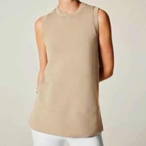 Spanx AirEssentials Tunic Tank Size L Fawn Tan Sleeveless Top Boxy Tee Office